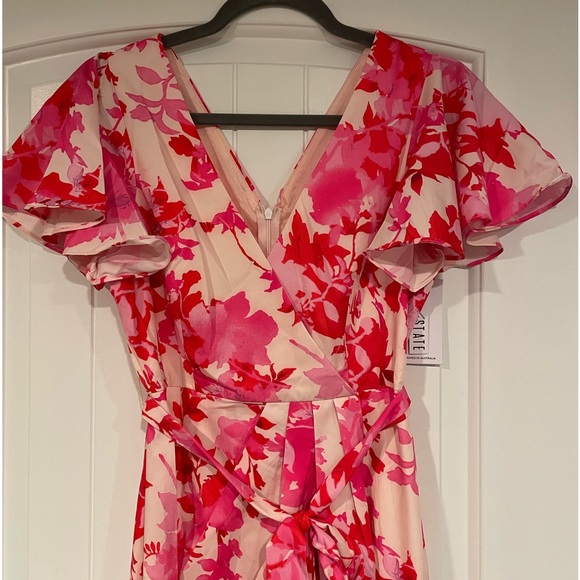 NWT Style State Pink Floral Print Midi  dress with Asymmetrical hem Size:8 - Picture 2 of 13